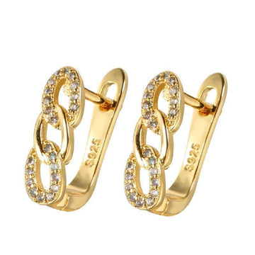 Classic 8 Shape 14K Rolled Rose Gold Stud Earrings with AAA Zircon Diamonds Trendy Luxury Jewellery